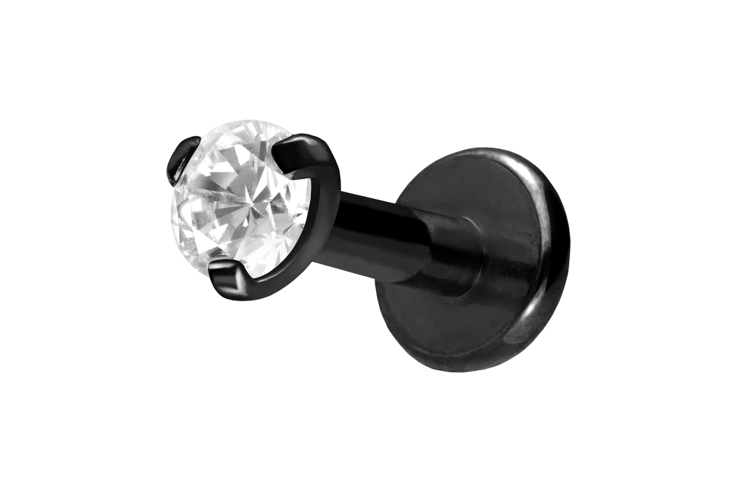 Titan Labret Piercing mit Innengewinde EINGEFASSTER KRISTALL